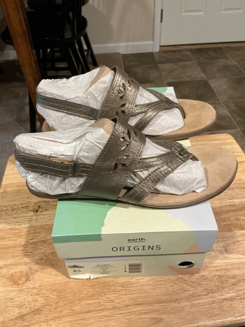 Earth Origins Bronze Metallic Cutout Slingback Sandals